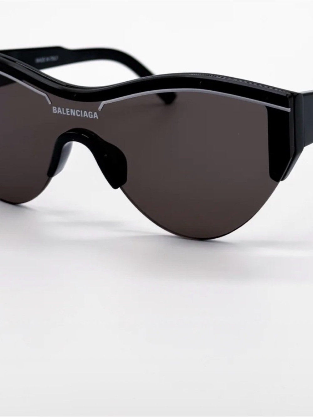 Balenciaga Black Shield Sunglasses with Subtle Silver Trim - Picture 5 of 9